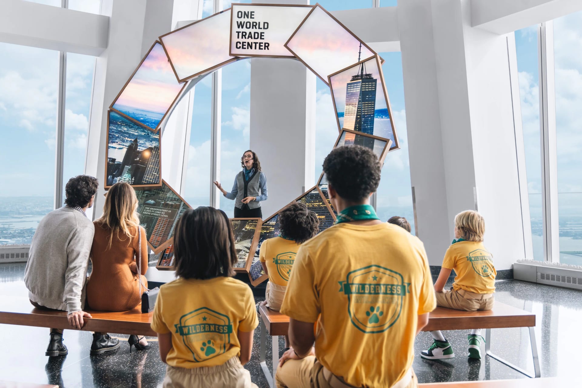 Visitors enjoying views from One World Observatory, New York