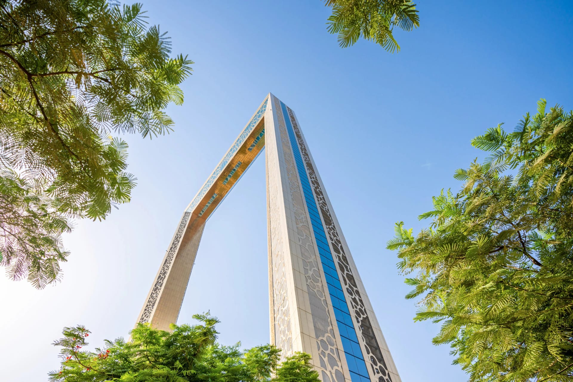Tourist enjoying views from Dubai Frame