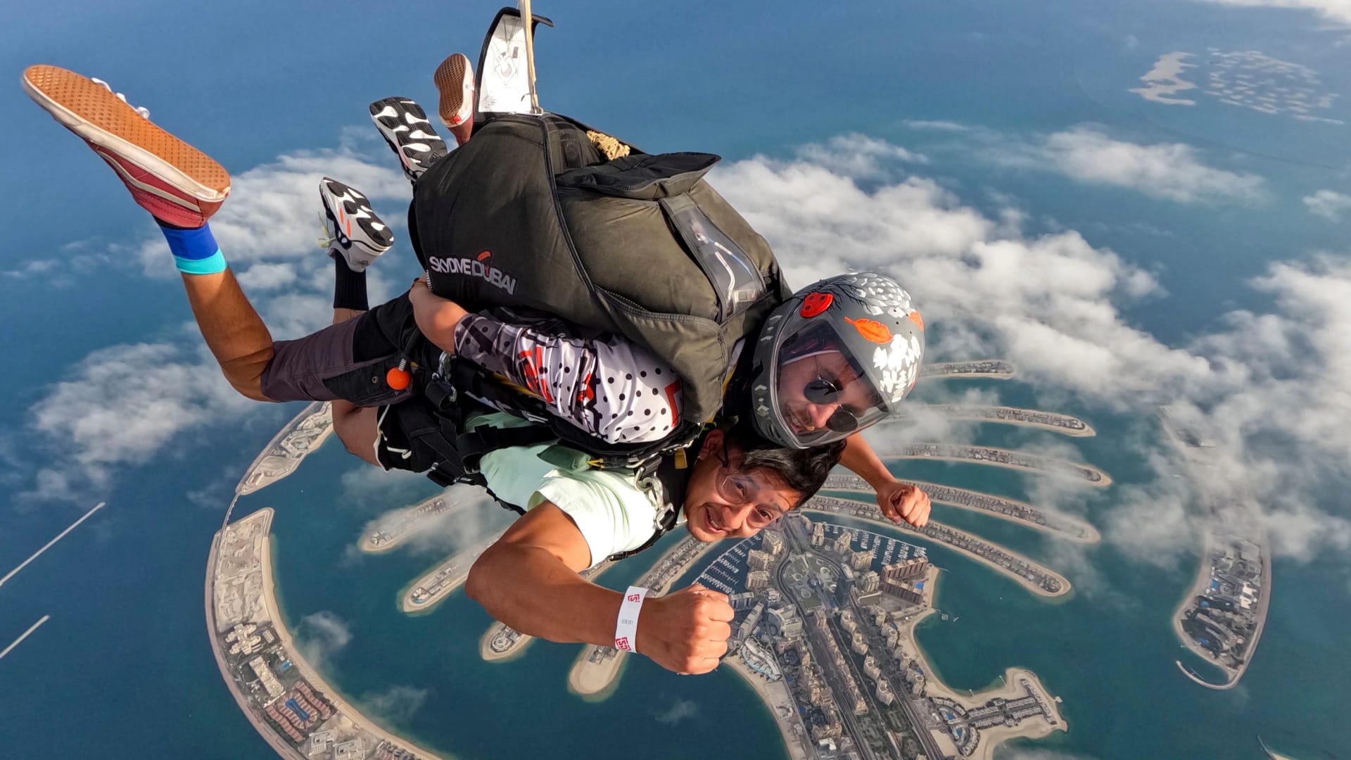 Skydiving above Dubai's iconic skyline