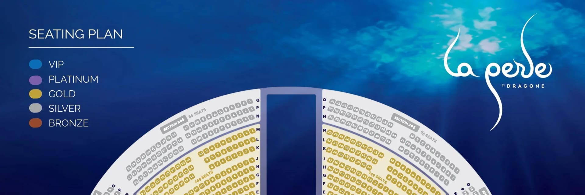 La Perle by Dragone show seating map in Dubai