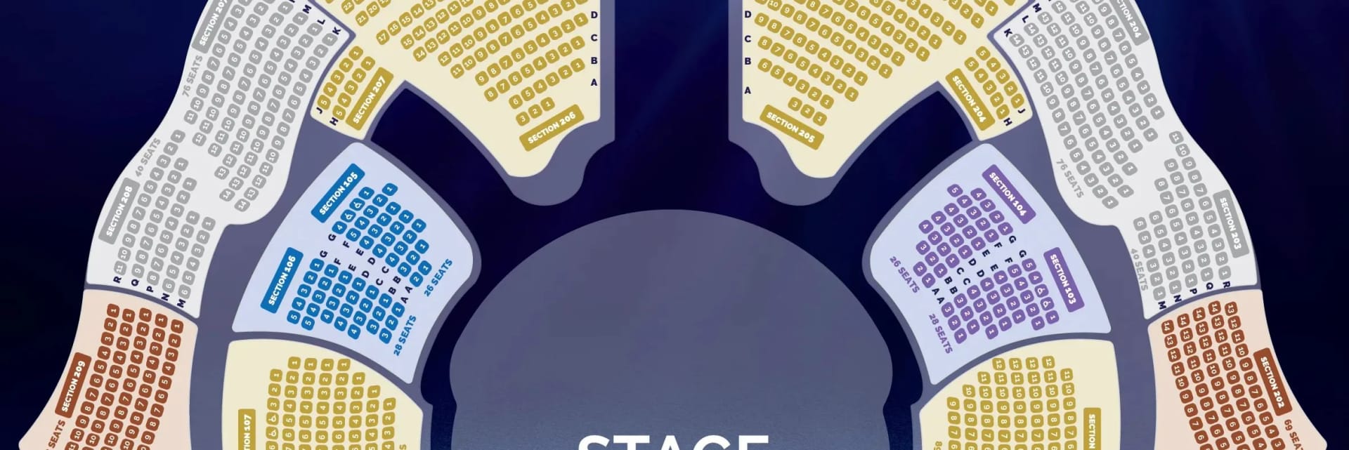 Seating layout for La Perle by Dragone in Dubai