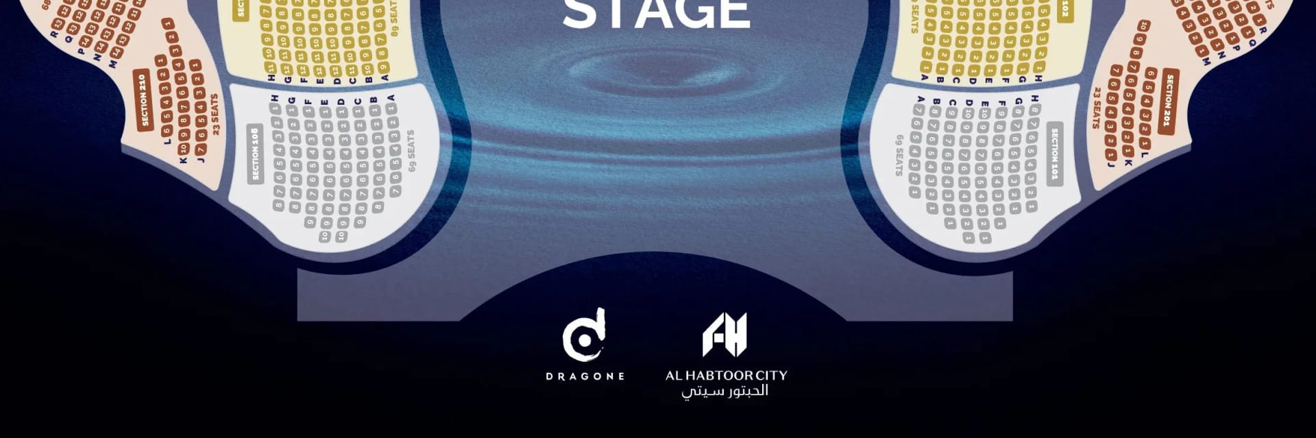 La Perle by Dragone seating map in Dubai