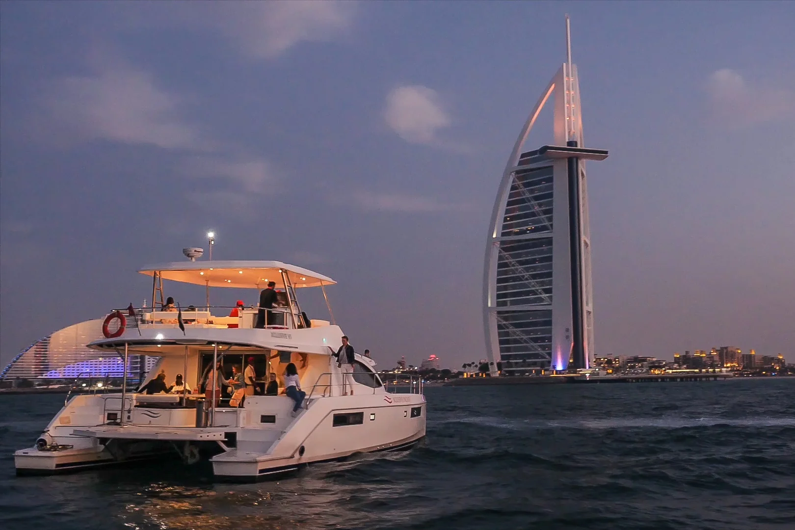Stunning sunset view from yacht in Dubai