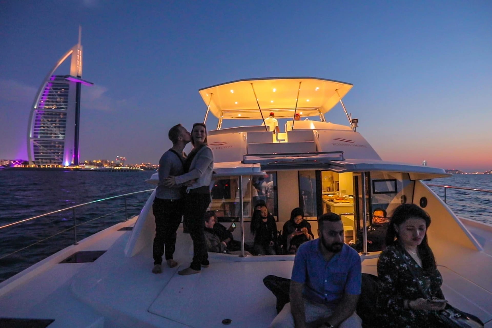 Luxurious yacht sailing in Dubai's skyline