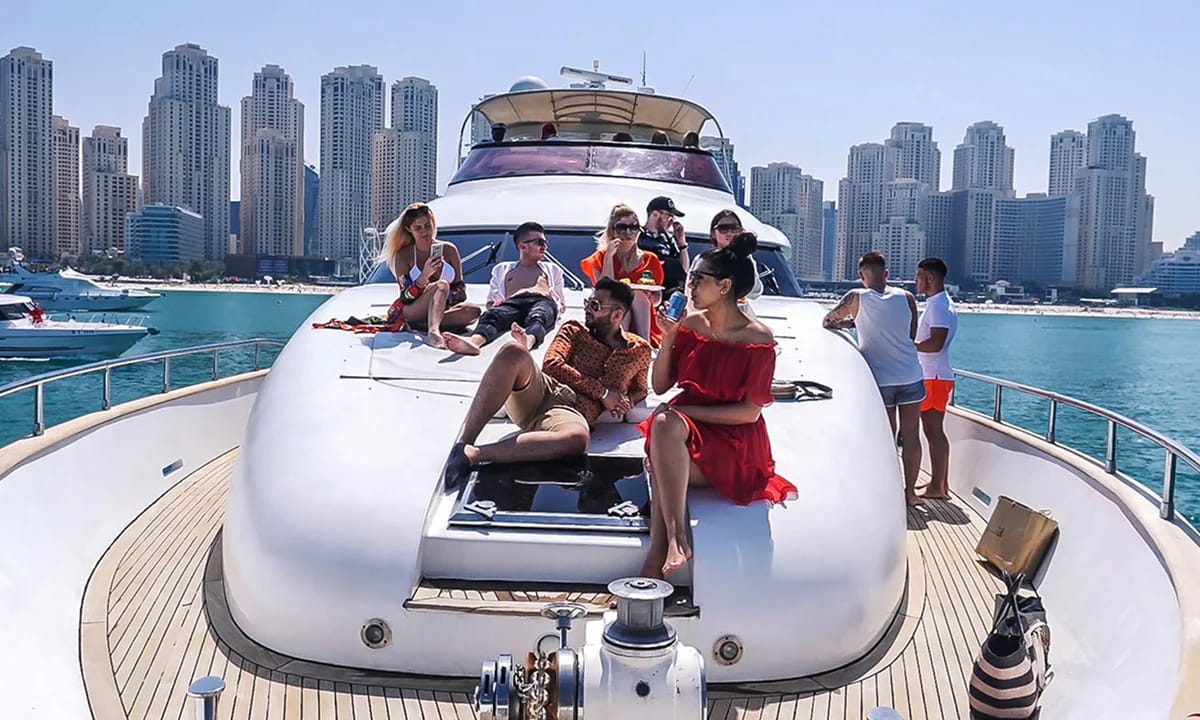 Group enjoying yacht experience in Dubai