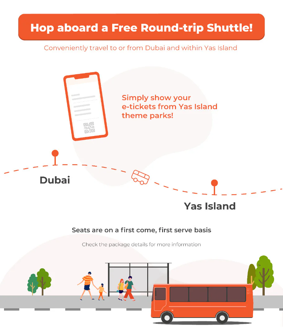 Warner Bros. World Abu Dhabi entrance with shuttle service