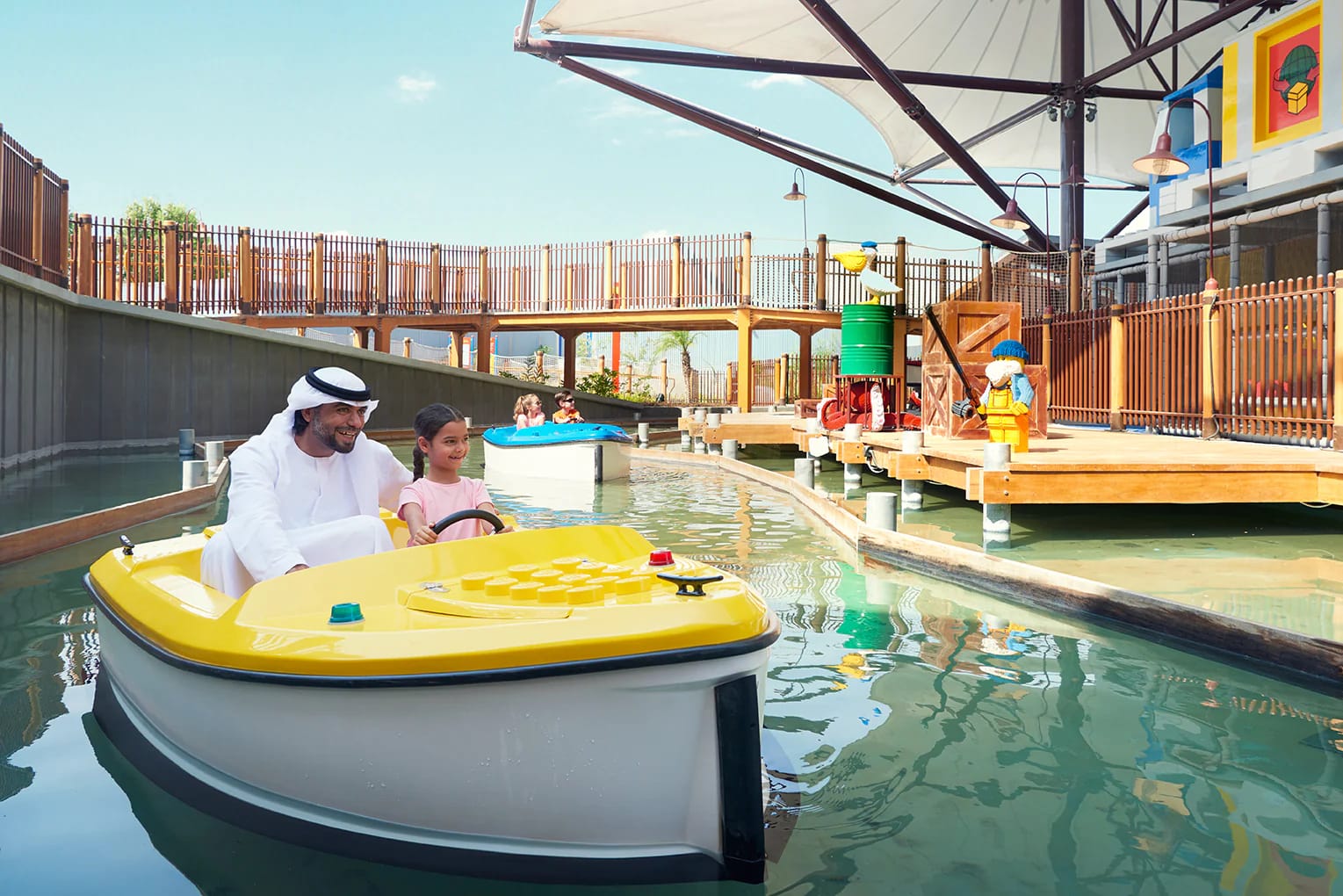 Children sailing LEGO boats at Legoland Dubai