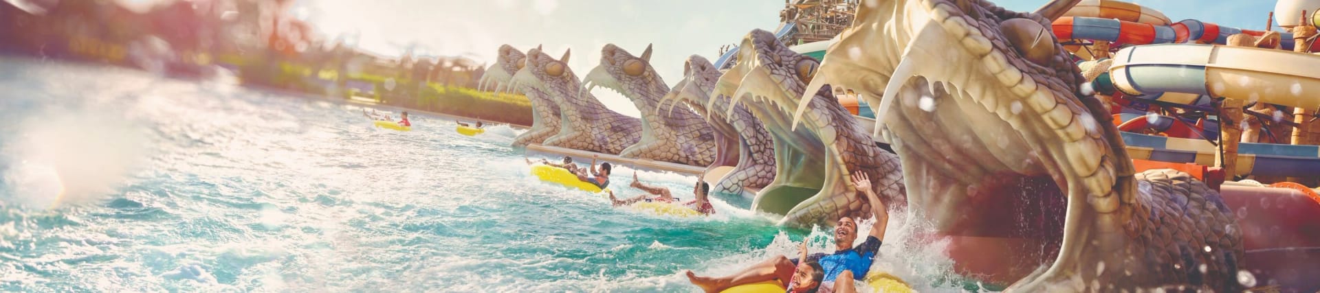 Exciting water slides at Yas Waterworld Abu Dhabi