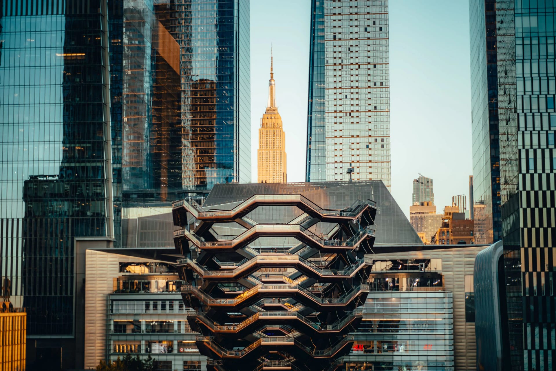 Panoramic view from Vessel at Hudson Yards, NYC