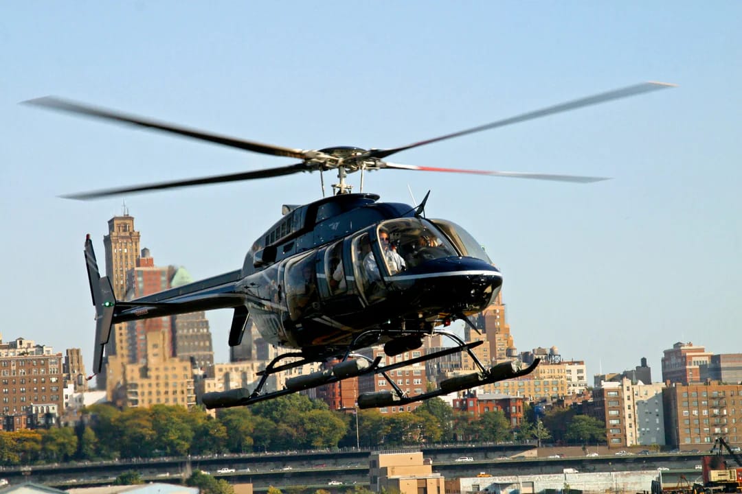Stunning aerial view of Manhattan on helicopter tour