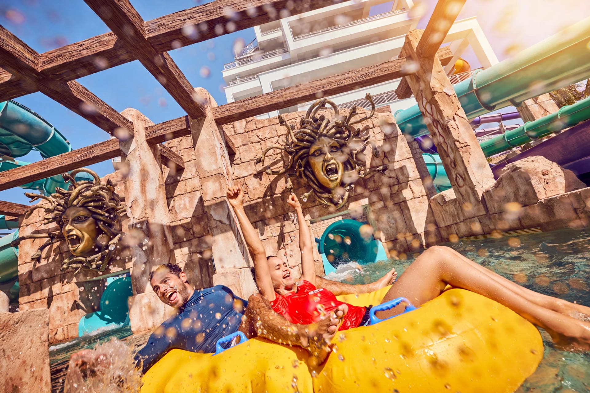 Couple enjoying Aquaventure Waterpark in Dubai