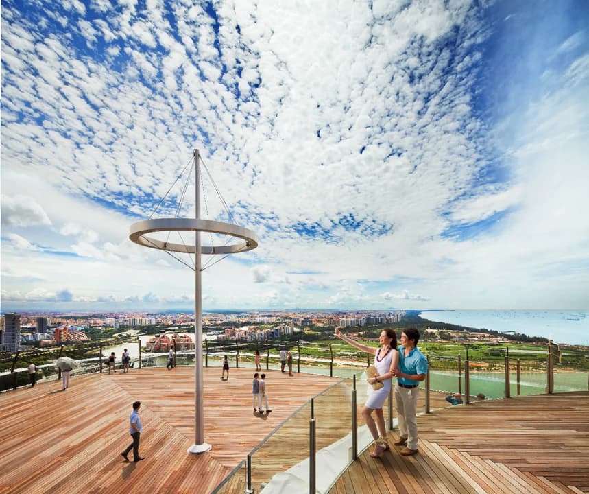 Couple enjoying panoramic views at Marina Bay Sands Skypark