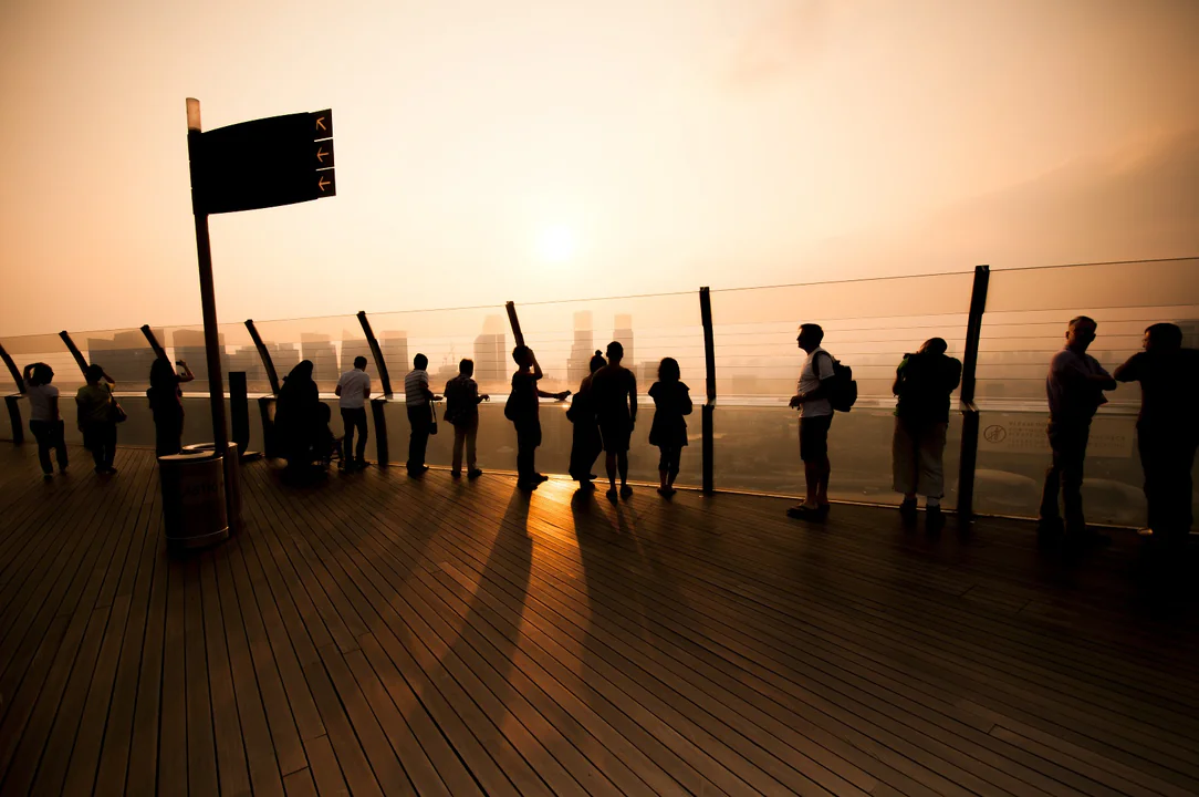 Marina Bay Sands Skypark Observation Deck at sunset