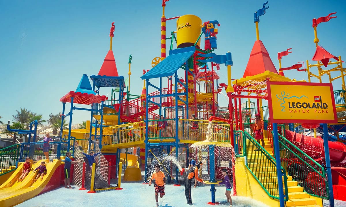 Children enjoying water slides at LEGOLAND® Water Park Dubai