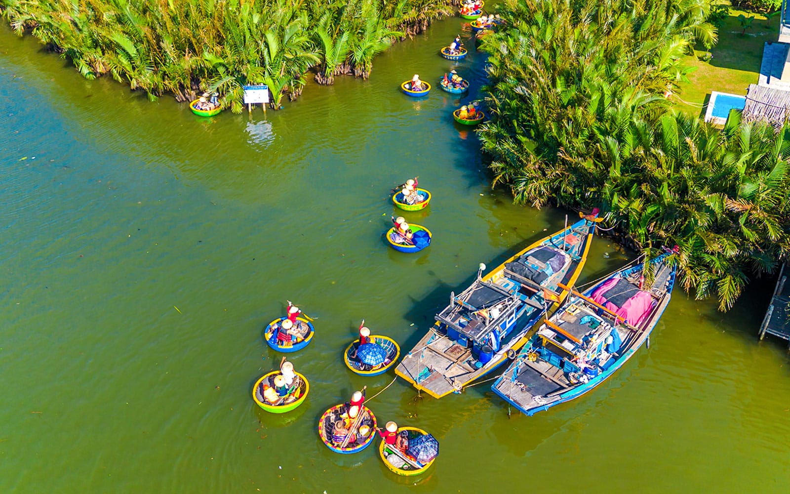 Coconut Basket Boat Ride with Transfers, Hoi An by Night Tour, Lantern Release & Dinner tickets in Hoi An - Highlights | TickYourList