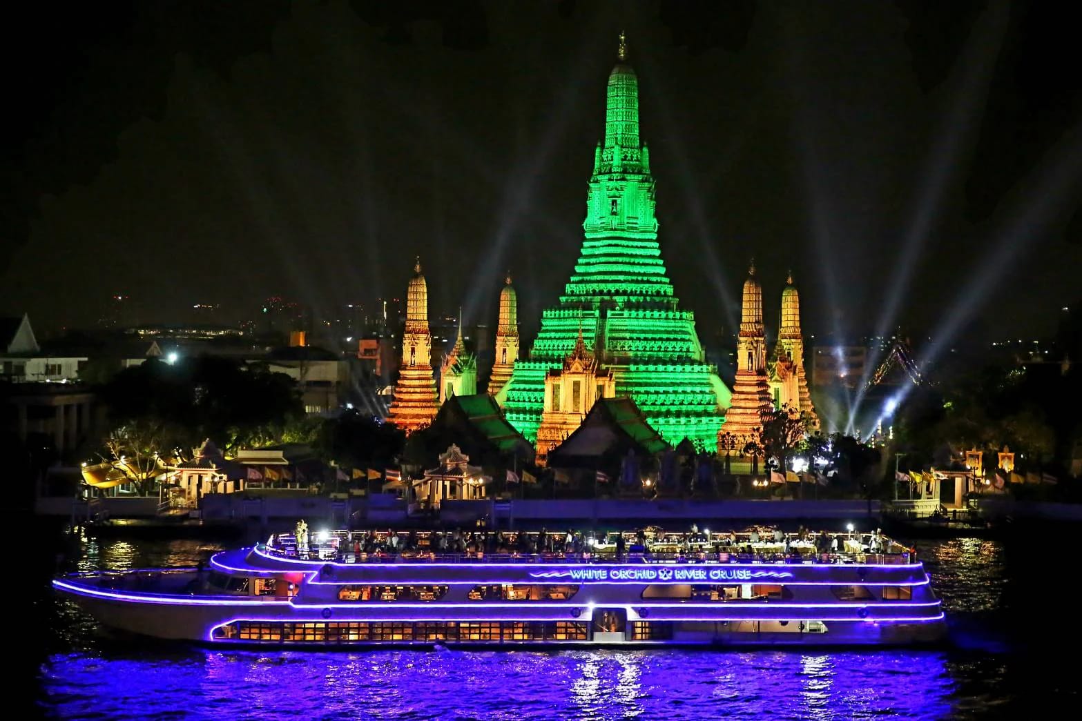 Chao Phraya River cruise at night in Bangkok