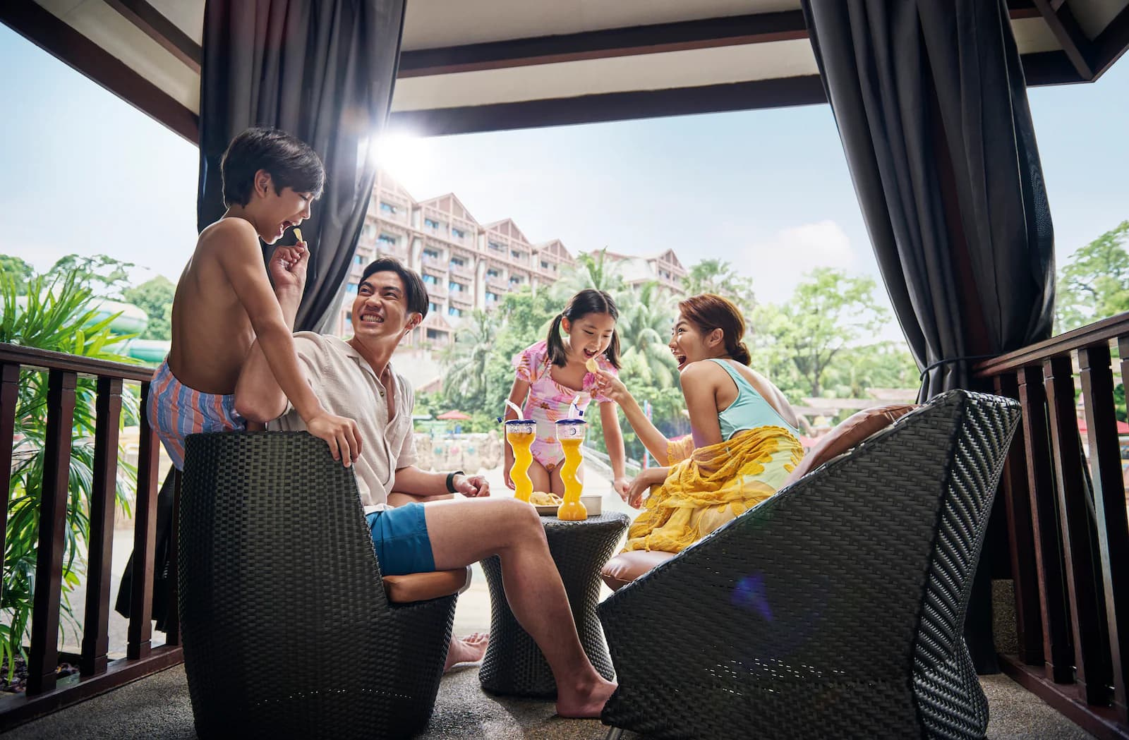 family enjoying Adventure Cove Waterpark in Singapore