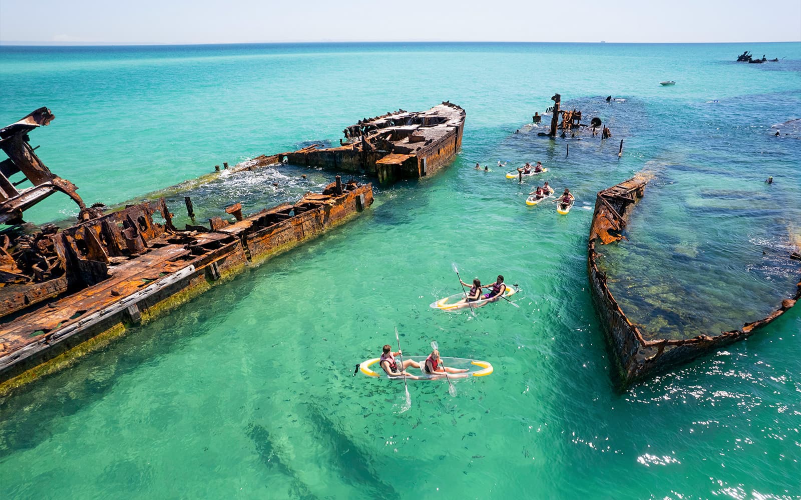 Moreton Island: Tangalooma Wrecks Snorkel, Clear Kayak, & 4WD Desert Tour with Lunch