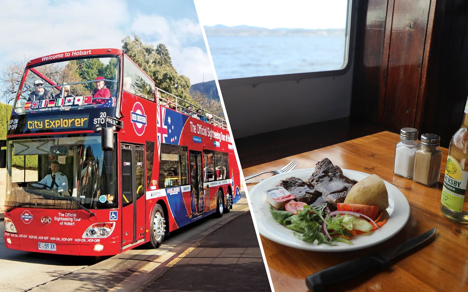 Combo: Hobart Hop-On Hop-Off Bus Tour + Historic Lunch Cruise