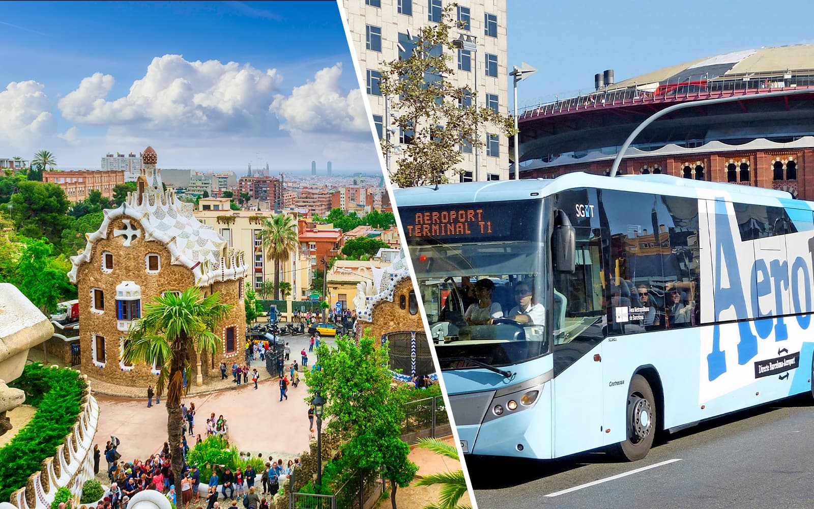 Combo (Save 4%): Park Güell Tickets with Audio Guide + Aerobus Transfers from Barcelona Airport to/from Plaça Catalunya