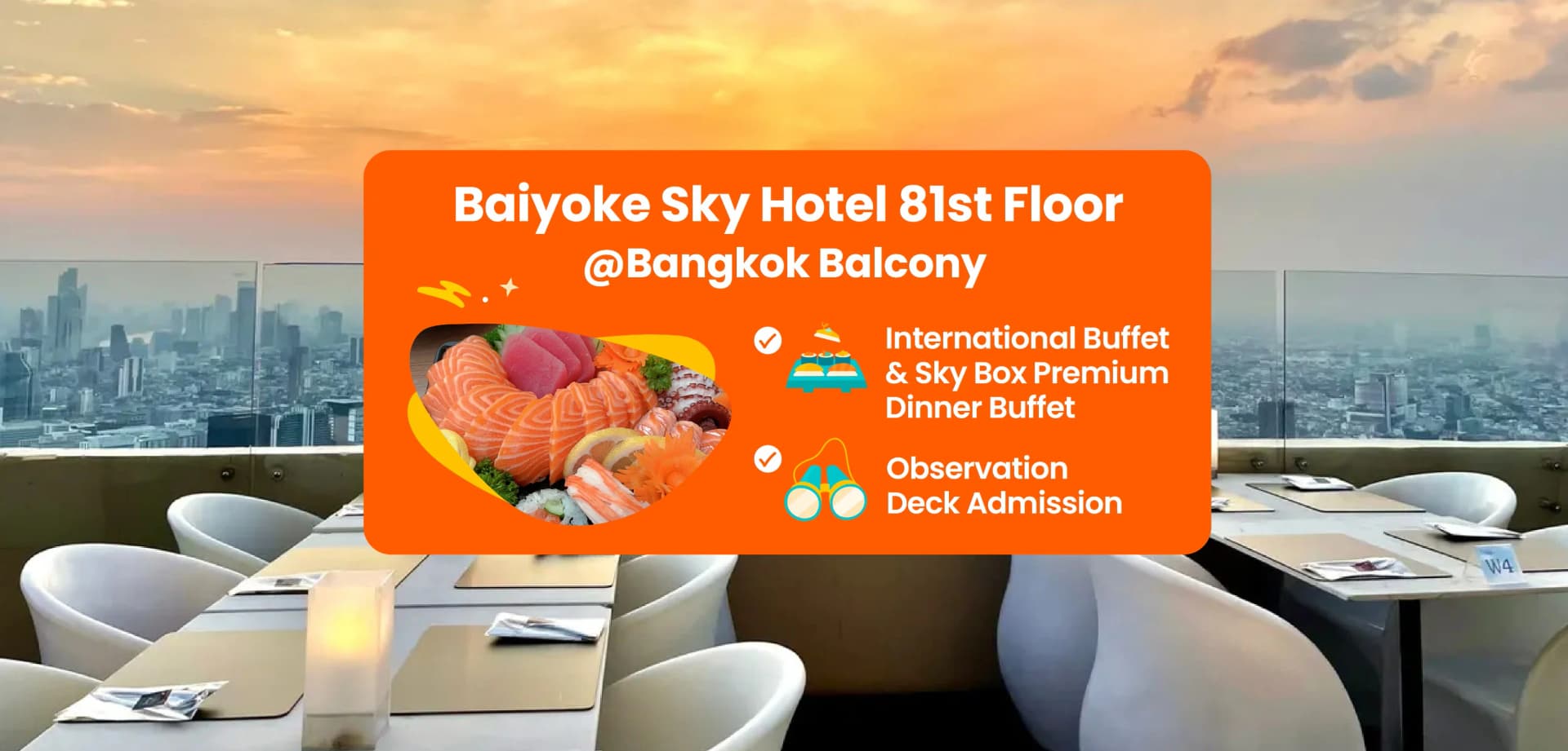 Baiyoke Sky Hotel buffet view in Bangkok