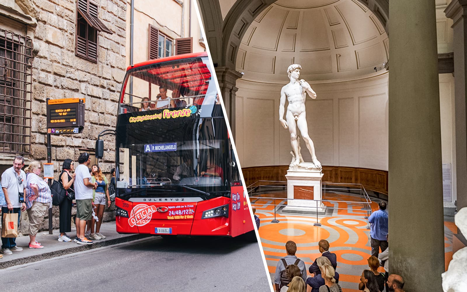Combo: Florence Hop-On Hop-Off Bus Tour + Accademia Gallery Skip-the-Line Guided Tour
