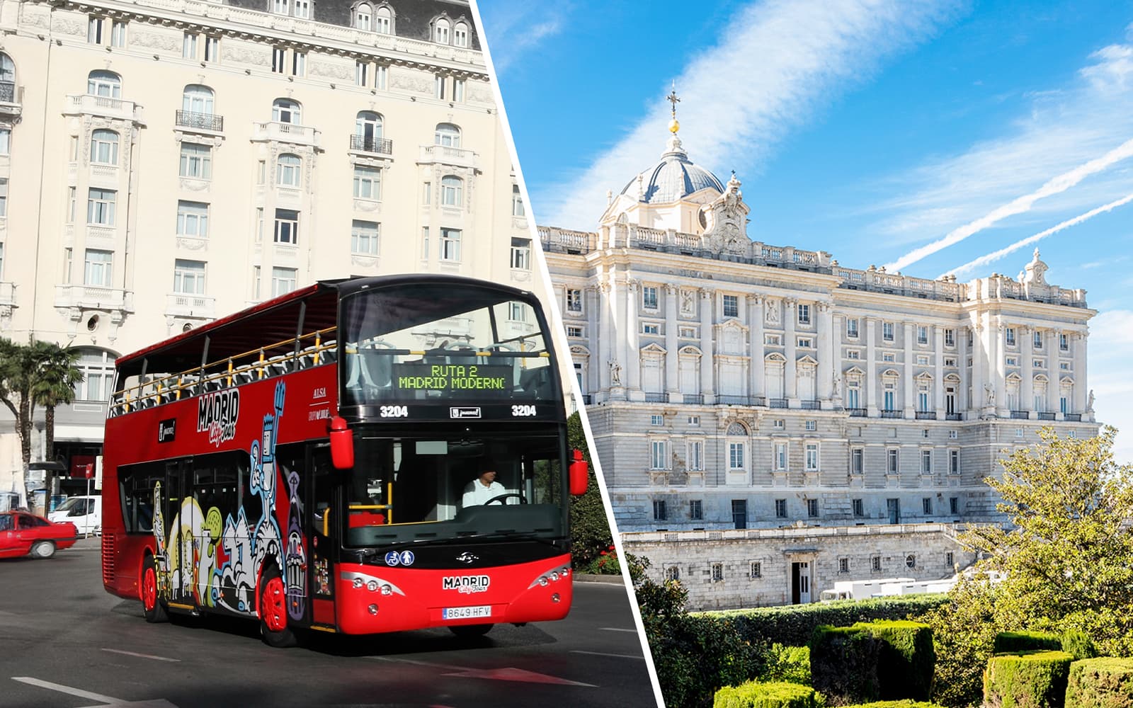 Combo (Save 5%): Madrid Panoramic Bus Tour + Royal Palace of Madrid Skip-the-Line Tickets