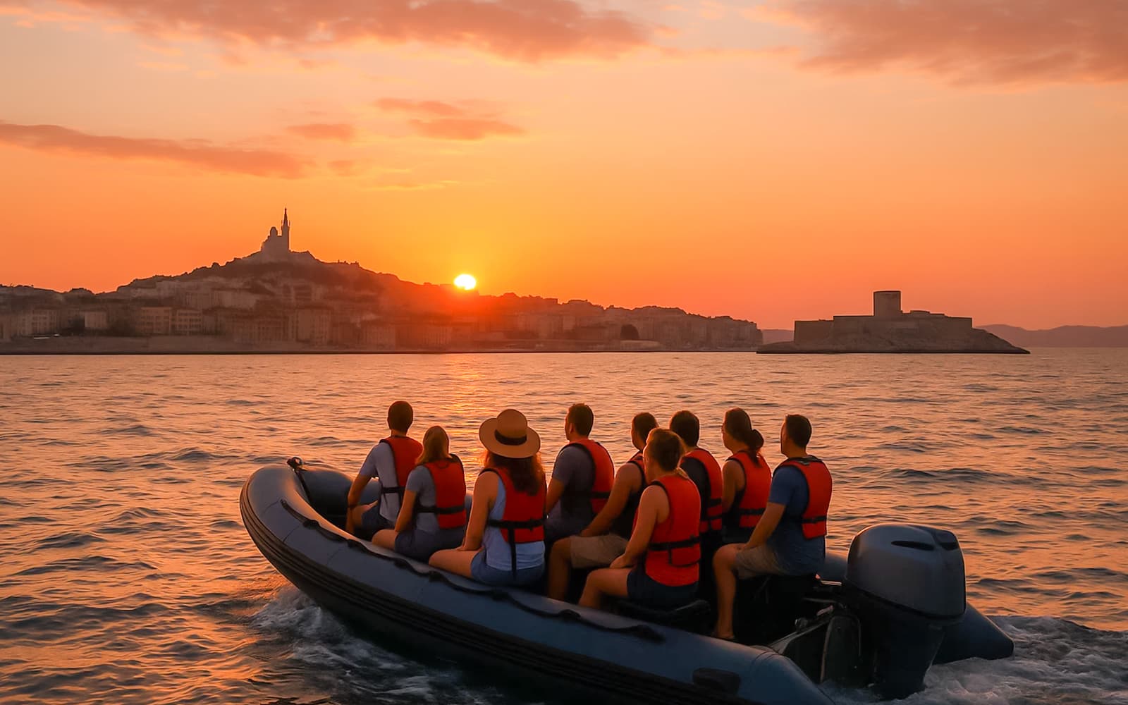 From Marseille: Sunset Boat Tour with Underwater Scooter and Appetizers