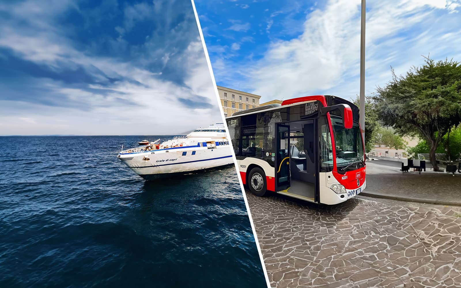 Combo (Save 5%): SNAV Ferry Tickets: Naples to/from Capri + One-Way Bus Transfers: Naples Airport to/from City Center by Alibus
