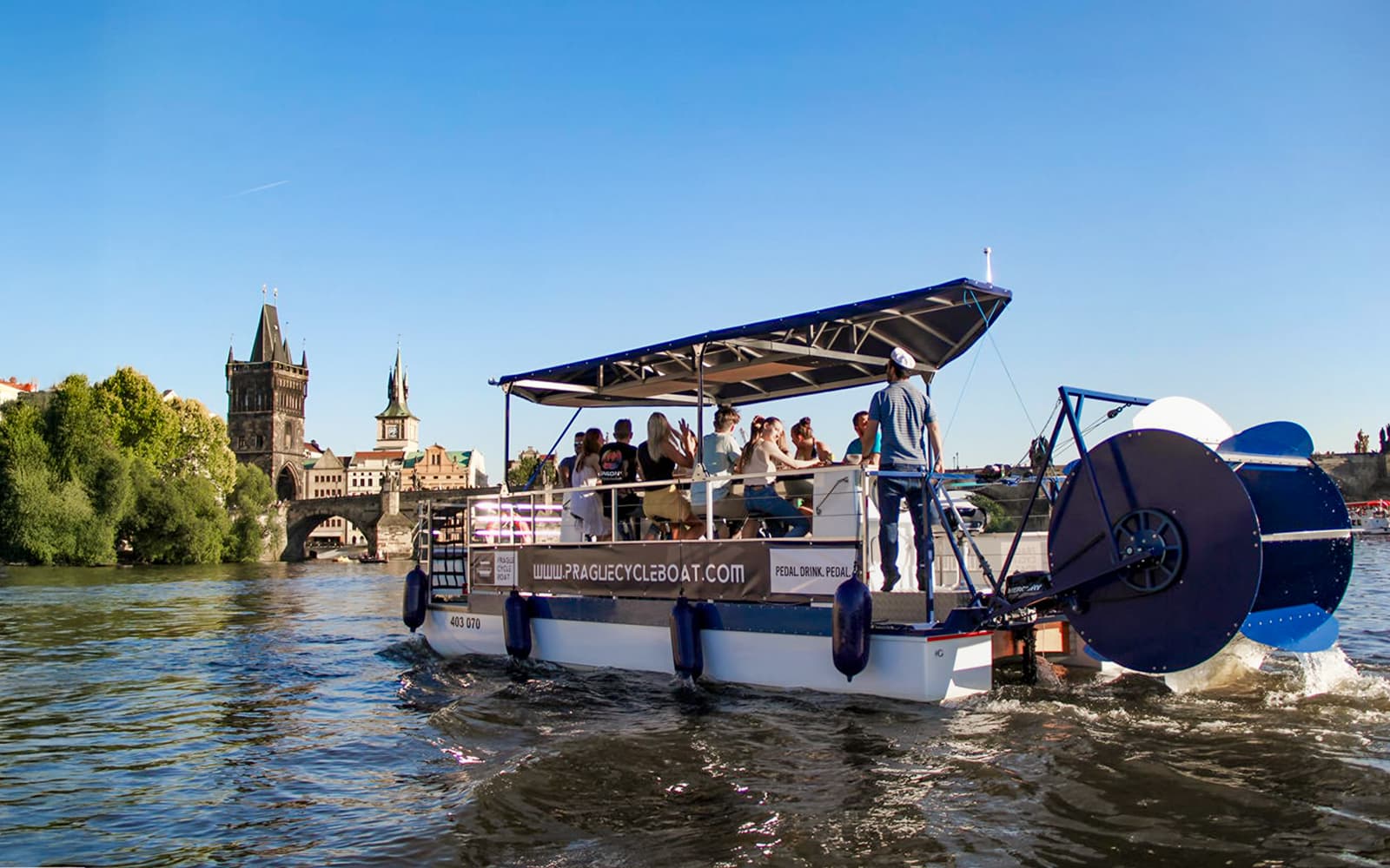 Prague Cycle Boat Tour with Unlimited Beer