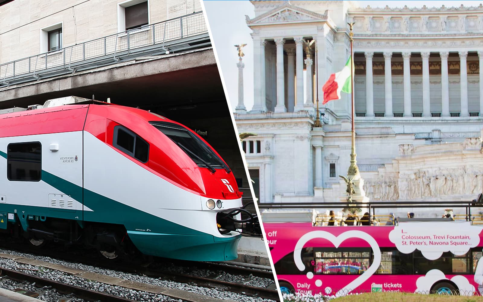 Combo (Save 8%): Leonardo Express Fiumicino Airport Train Transfer + Rome Hop-on Hop-off Bus Tour