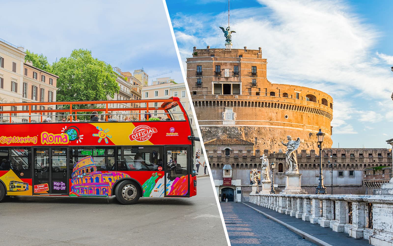 Combo (Save 10%) (Save 10%) : Rome Hop-on Hop-off Bus Tour + Skip-the-Line Castel Sant’Angelo Tickets experience in Rome | TickYourList