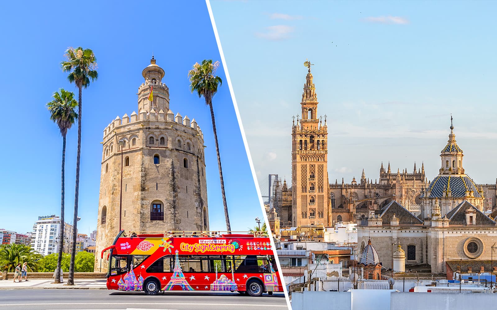 Combo (Save 10%): Seville Hop-on Hop-off Bus Tour + Alcázar + Seville Cathedral & La Giralda Tickets