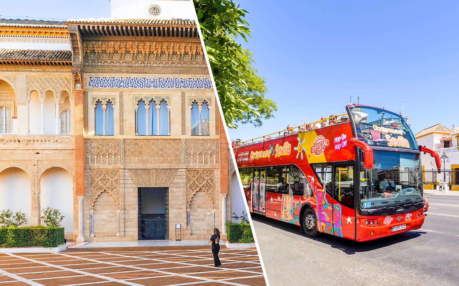 Combo (Save 10%): Alcázar of Seville Tickets + Seville Hop-on Hop-off Bus Tour
