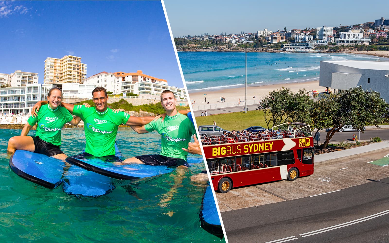 Combo: Surf Lesson at Bondi Beach + Sydney Hop-On-Hop-Off Bus Tour experience tickets in Sydney | TickYourList
