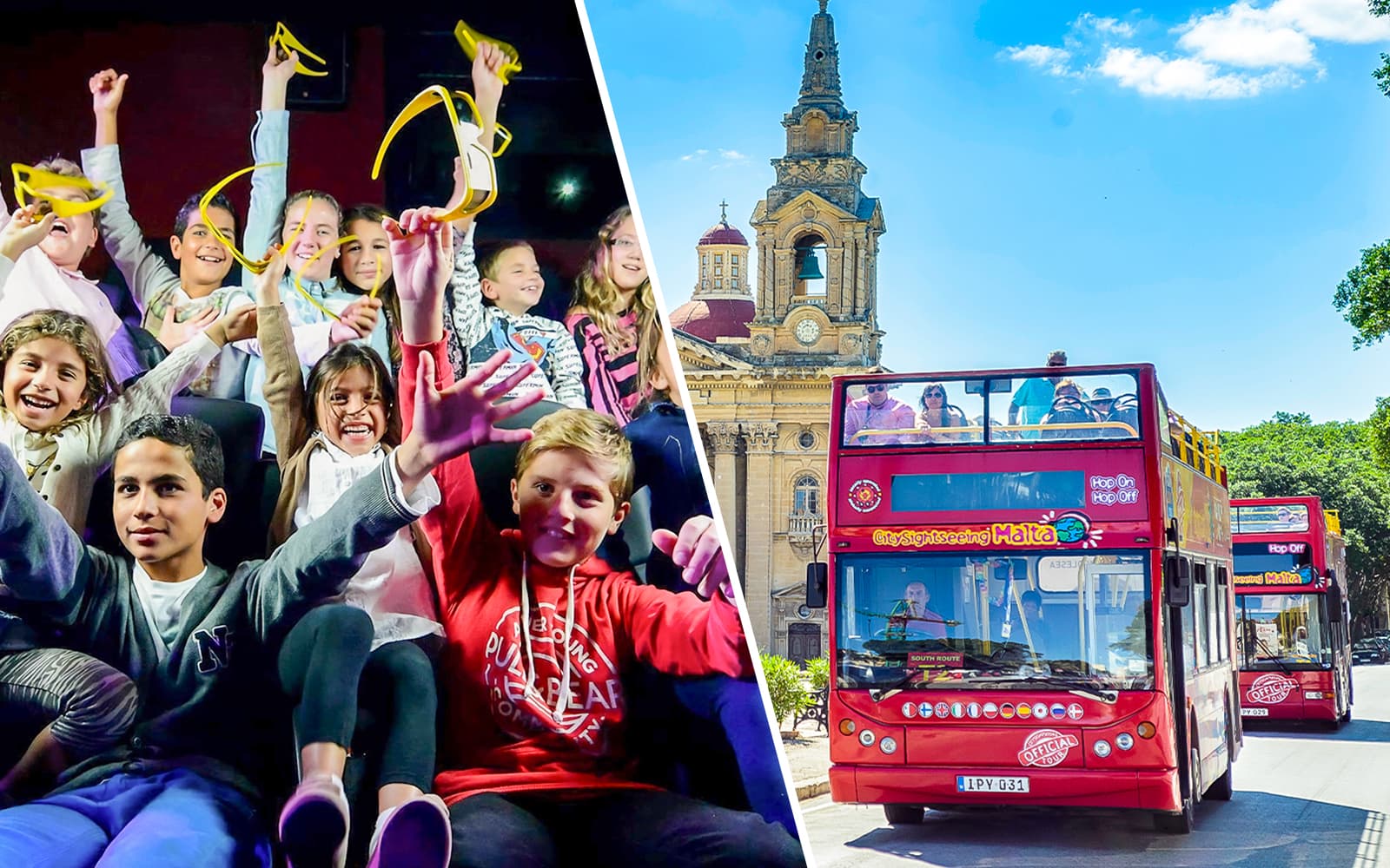 Combo (Save 5%): Malta 5D Audio-Visual Show Tickets + Malta Hop-On Hop-Off Bus Tour with Harbor Cruise
