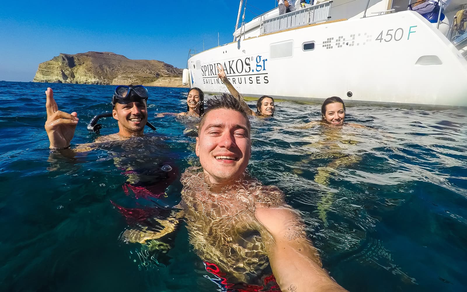 Catamaran Cruise in Santorini with Greek Lunch & Transfers tickets in Santorini - Highlights | TickYourList