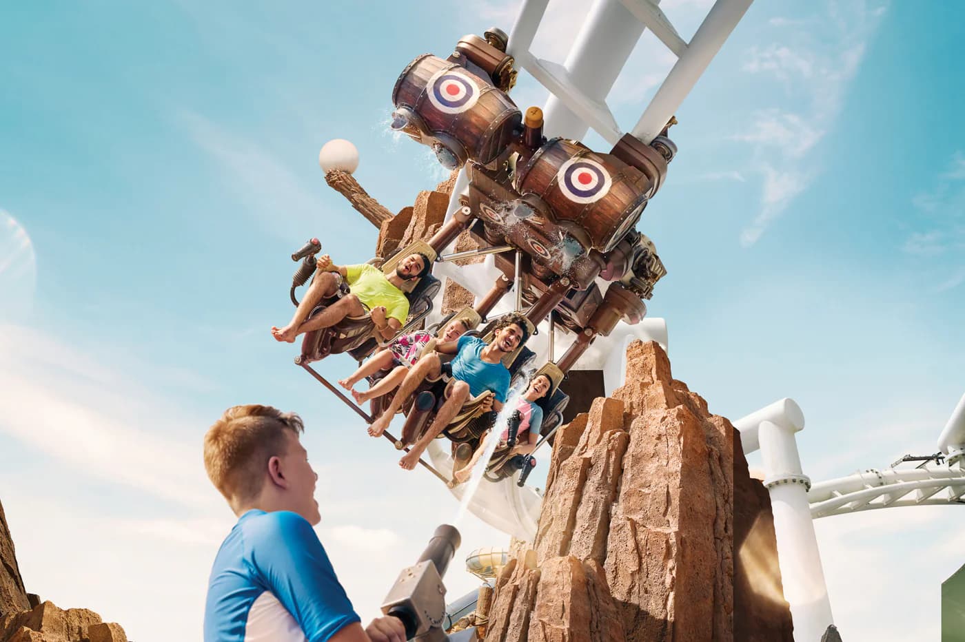 Visitors enjoying Yas Waterworld rides in Abu Dhabi