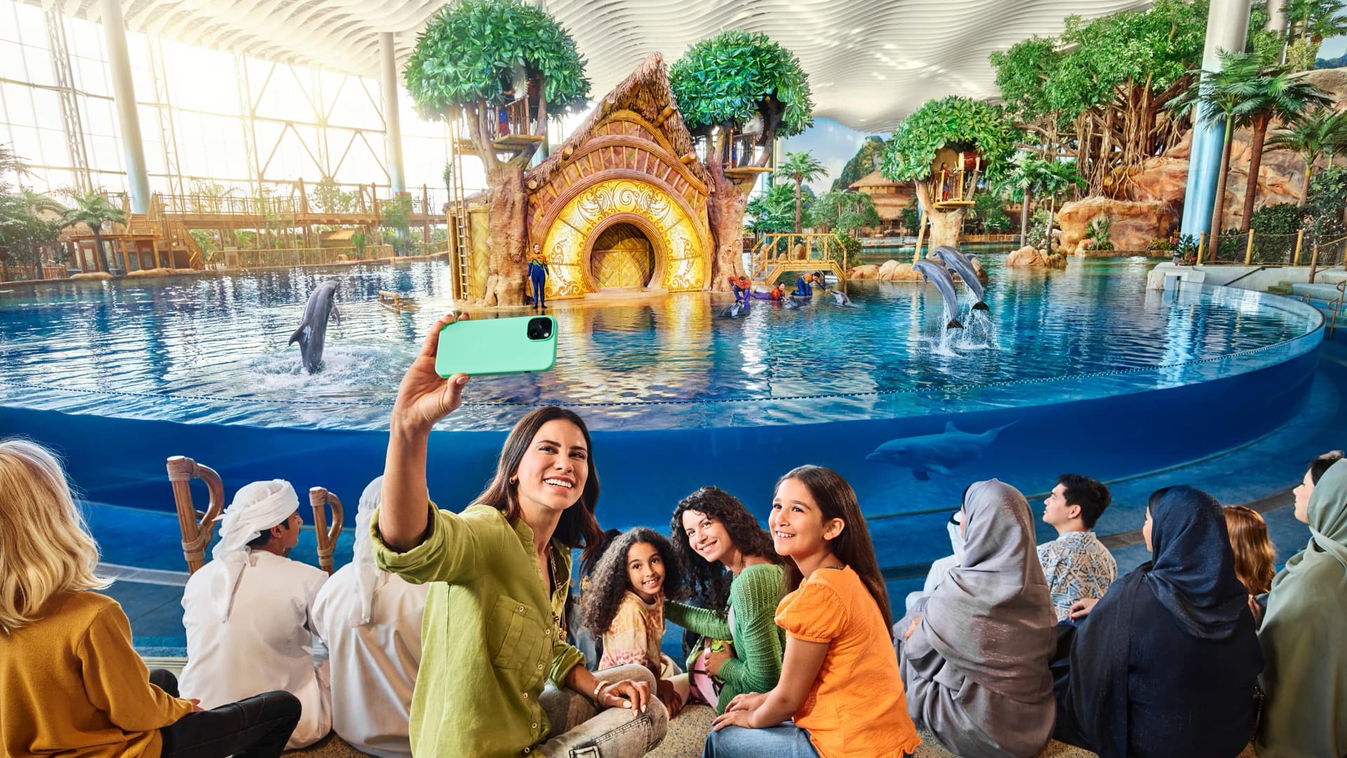 Visitors enjoying SeaWorld in Abu Dhabi