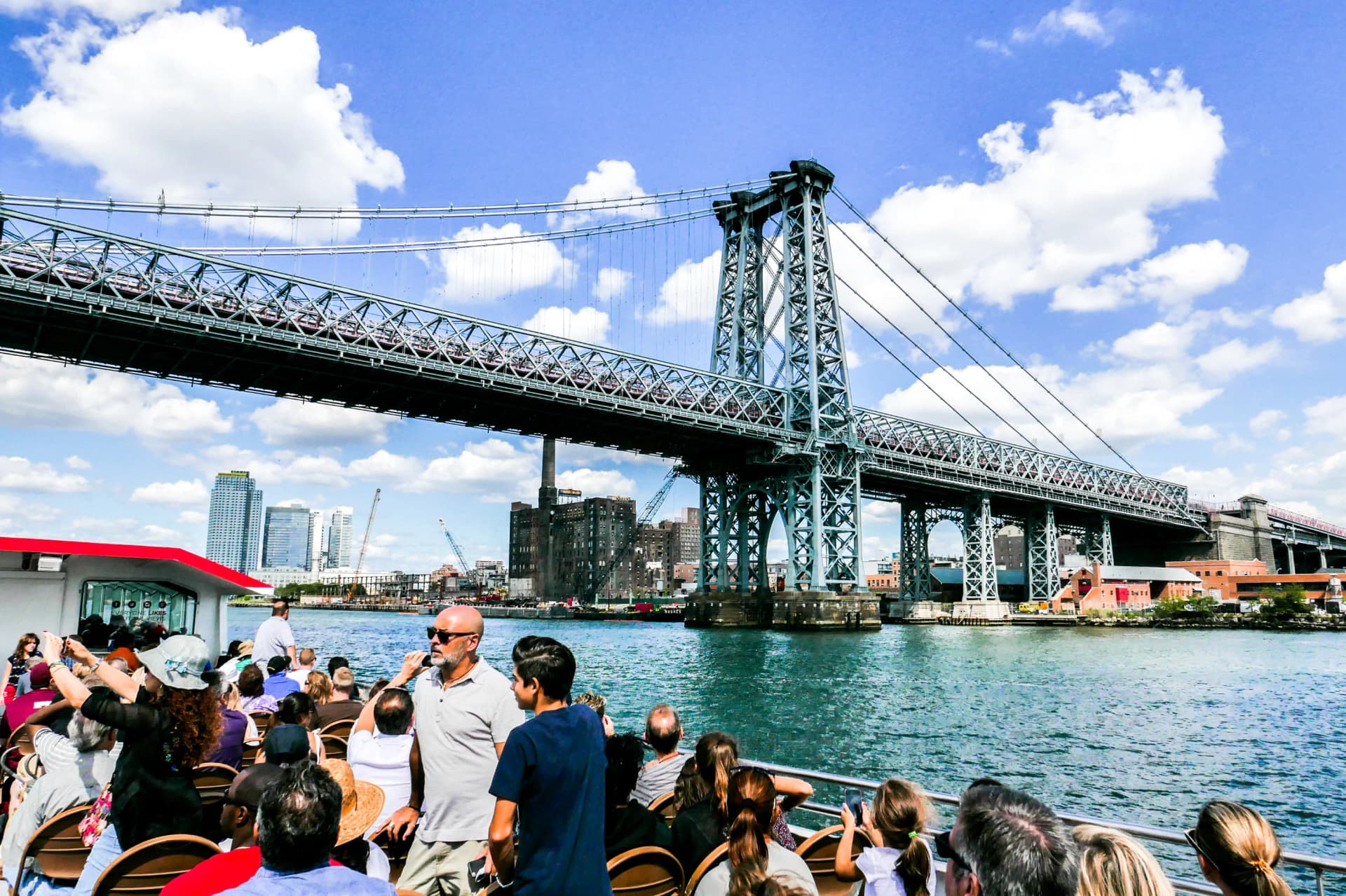 Cruising past the iconic Manhattan Bridge in New York