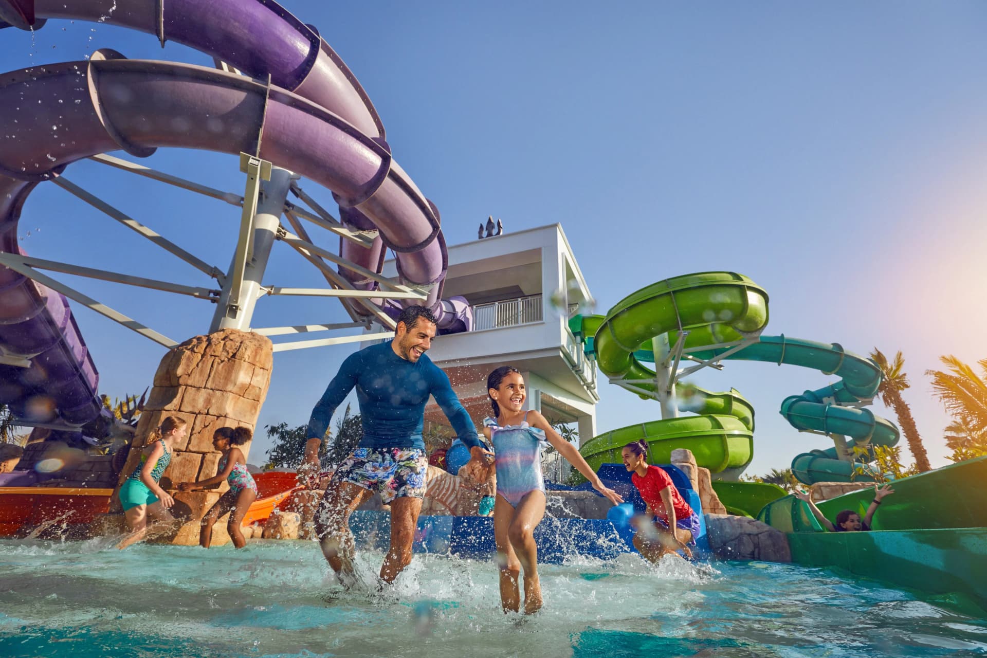 Family enjoying Aquaventure World in Dubai