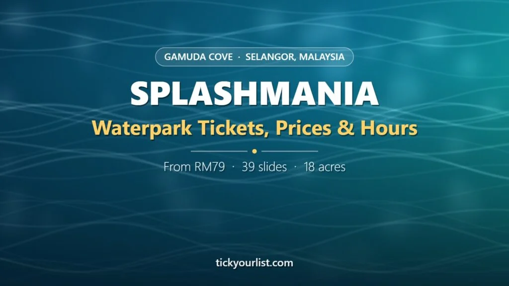 SplashMania Waterpark tickets at Gamuda Cove Selangor with prices from RM79 and 39 slides across 18 acres