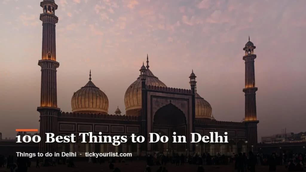 Jama Masjid mosque domes and minarets in Old Delhi